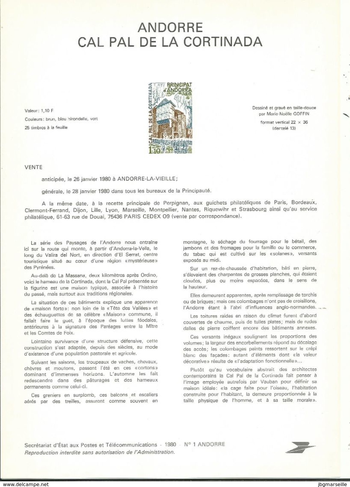 8 NOTICES Philatéliques D' ANDORRE (n°1 à 8) SANS  Timbres   Correspondants .1980 .......à Voir - Briefe U. Dokumente