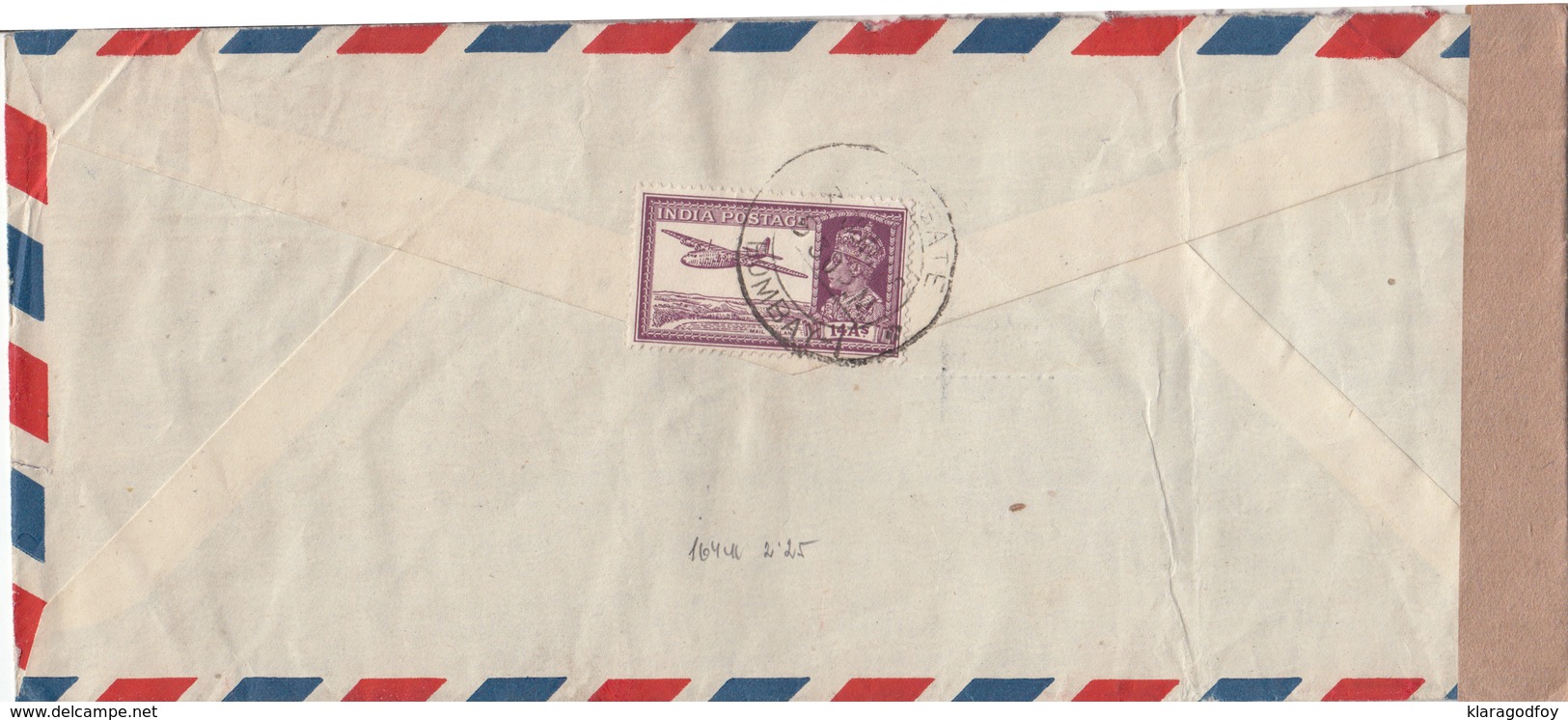 India, Martin Brothers Company Airmail Letter Cover Censored Travelled Bombay Pmk B171025 - 1936-47  George VI