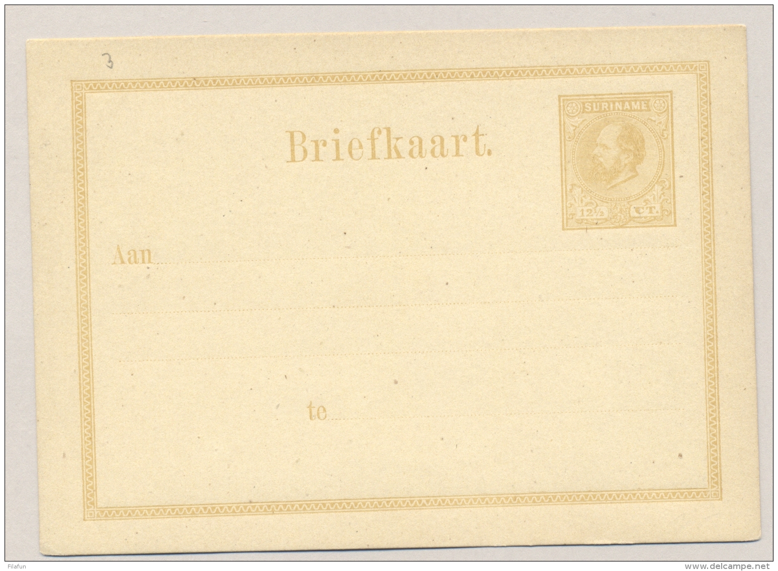 Suriname - 1877/9 - 3 Oude Briefkaarten Willem III Ongebruikt - Suriname ... - 1975