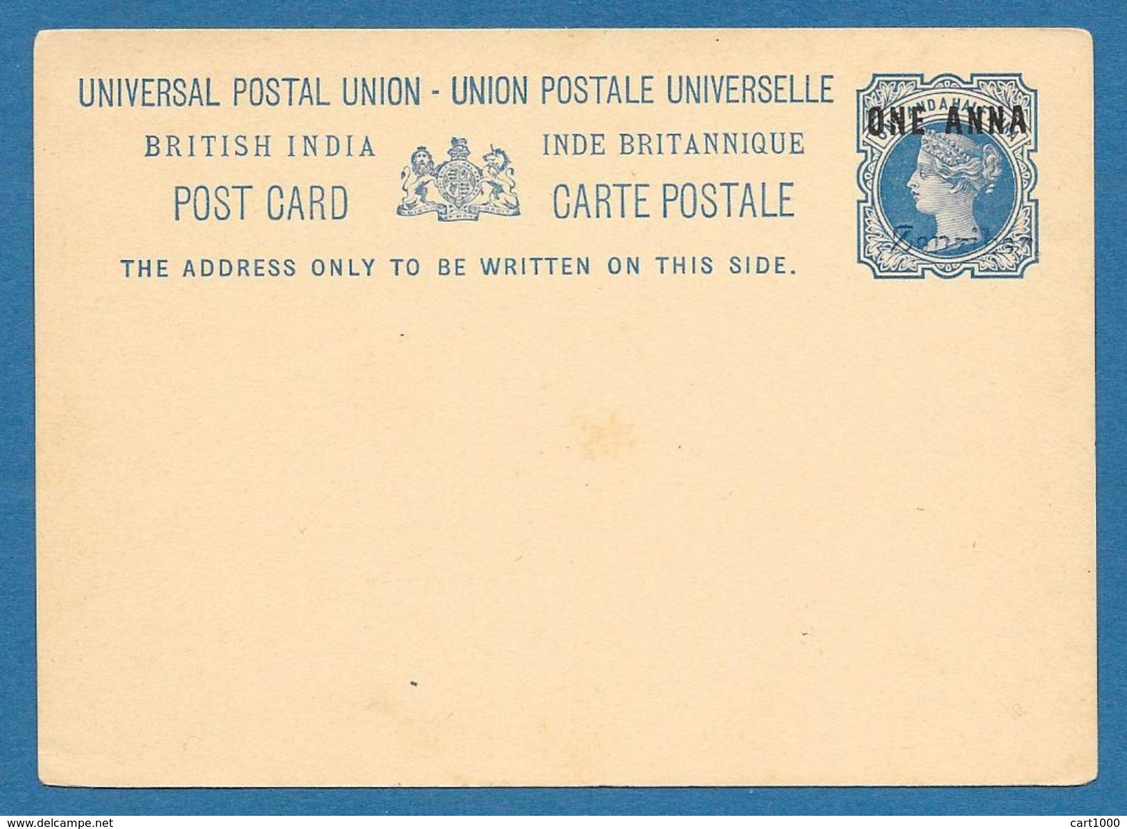 POST CARD POSTAL STATIONERY BRITISH INDIA ZANZIBAR 1895/1896 ONE ANNA ON 1 AND HALF ANNA - Zanzibar (...-1963)