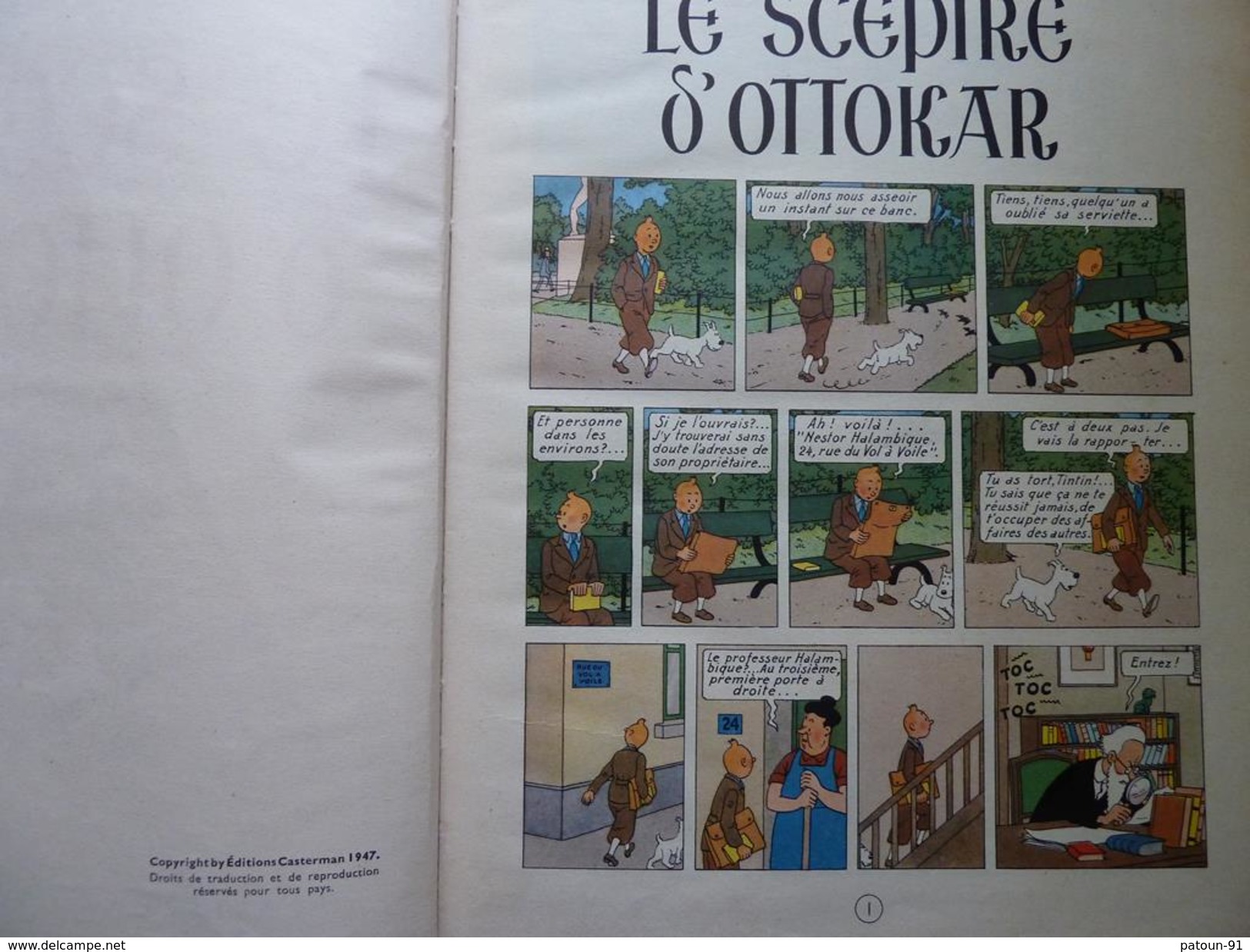Tintin,Le Sceptre d'Ottokar, Edition Casterman 1948, B2 en BE++