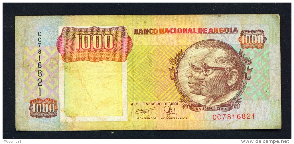 ANGOLA  -  04/02/1991  1000 Kwanzas  Circulated Banknote  - Condition And Serial Number As Scans - Angola