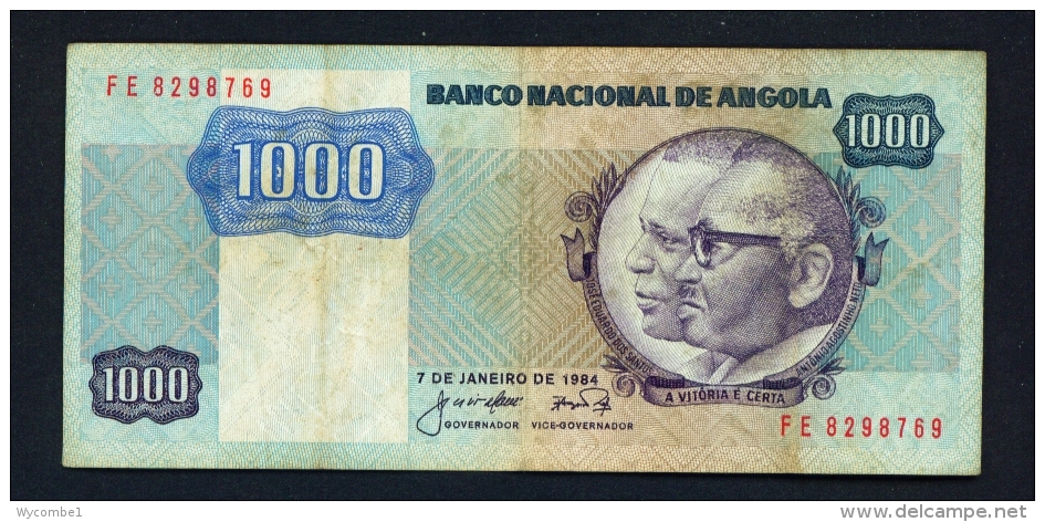 ANGOLA  -  07/01/1984  1000 Kwanzas  Circulated Banknote  - Condition And Serial Number As Scans - Angola