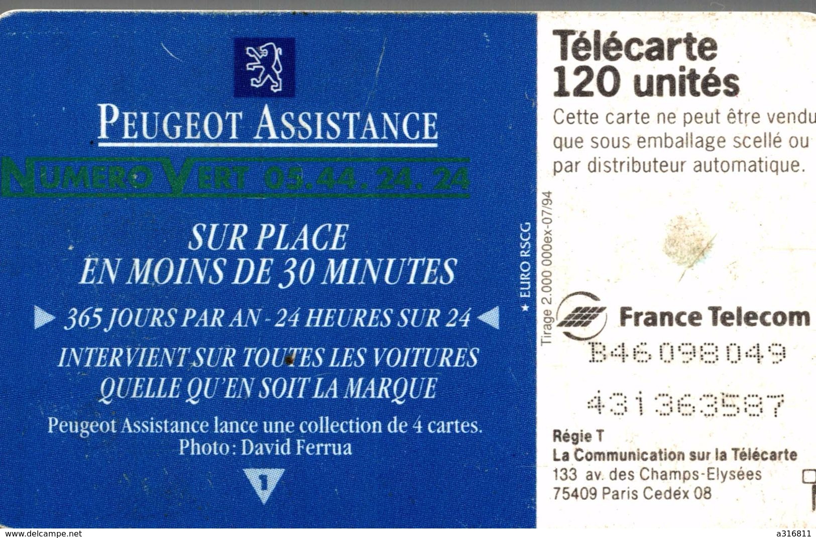 PEUGEOT ASSISTANCE - Phonecards: Private Use