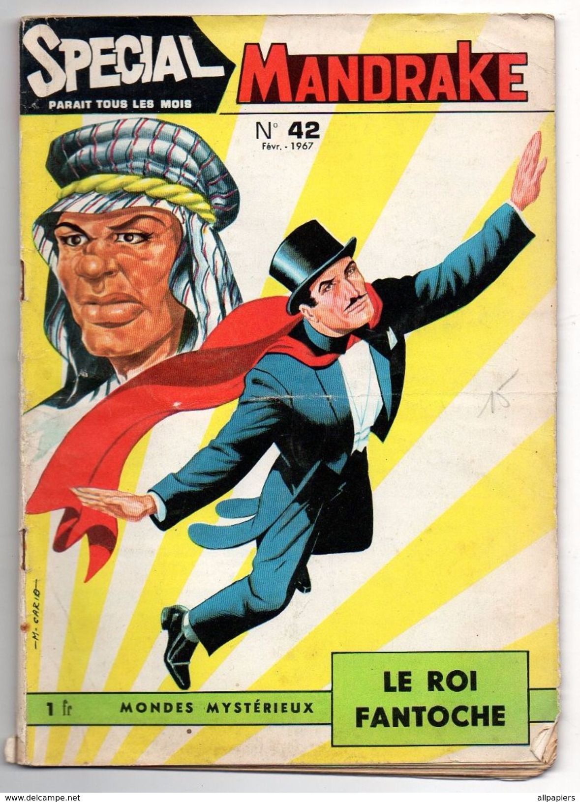 Spécial Mandrake Mondes Mystérieux N°42 Le Roi Fantoche De 1967 - Mandrake