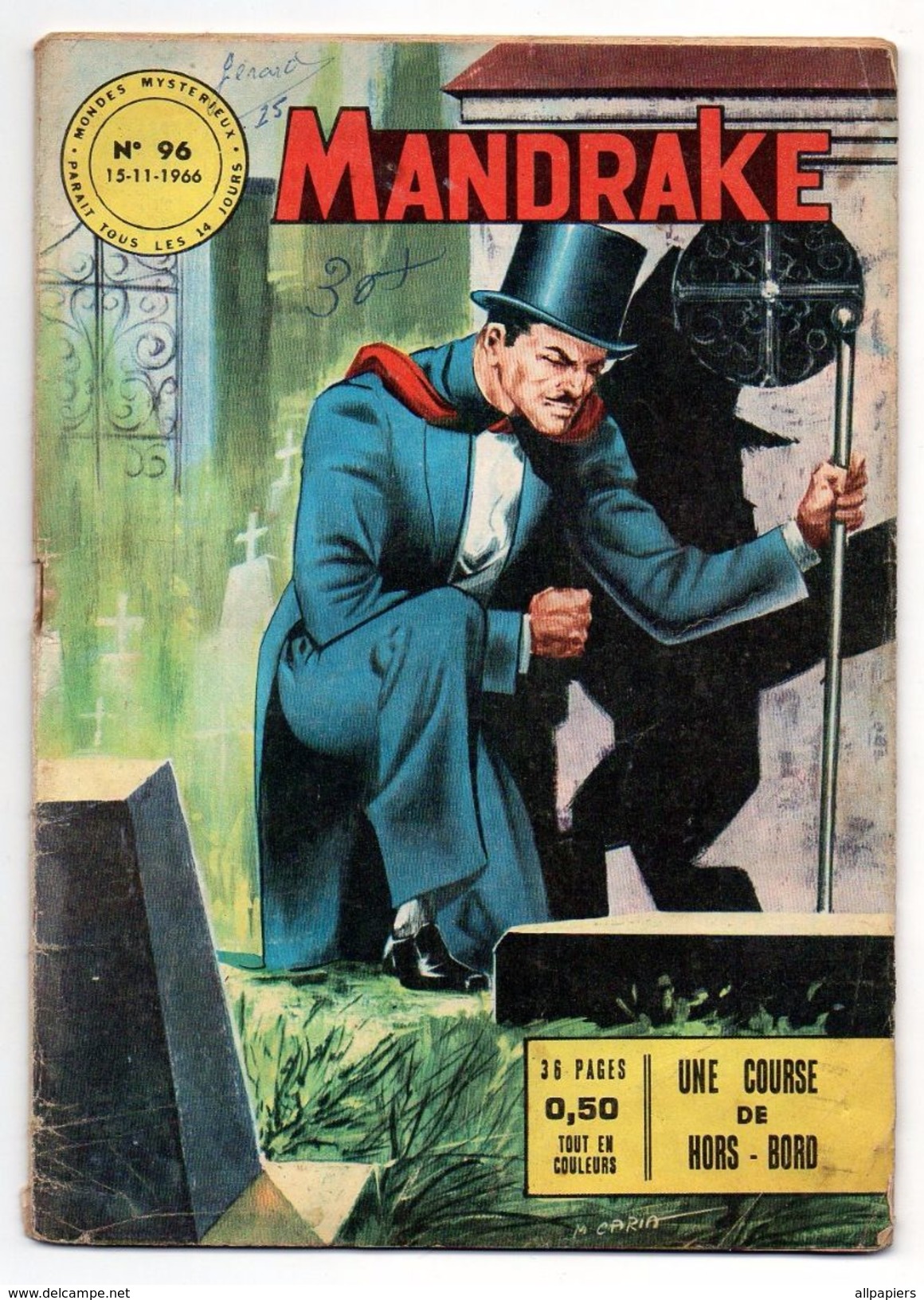 Mandrake Mondes Mystérieux N°96 Une Course De Hors-Bord De 1966 - Mandrake