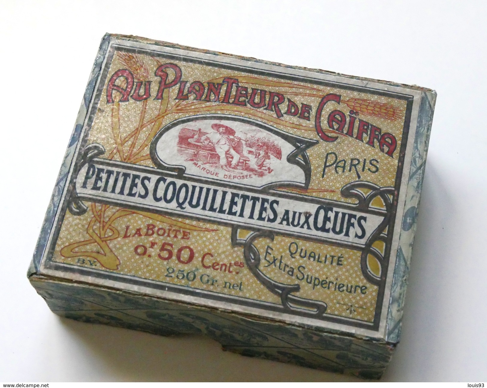 "AU PLANTEUR DE CAÎFFA" Petites Coquillettes Aux Oeufs. Boite Carton, Gainée Papier, Belles Illustrations Publicitaires - Boîtes