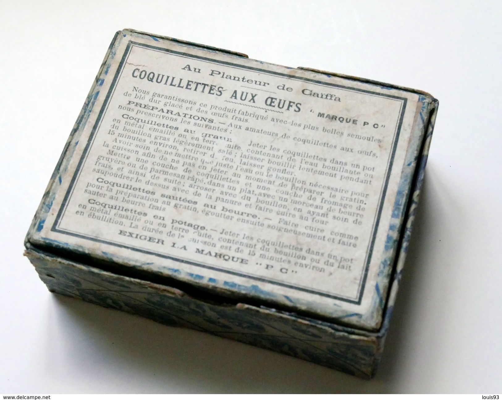 "AU PLANTEUR DE CAÎFFA" Petites Coquillettes Aux Oeufs. Boite Carton, Gainée Papier, Belles Illustrations Publicitaires - Boîtes