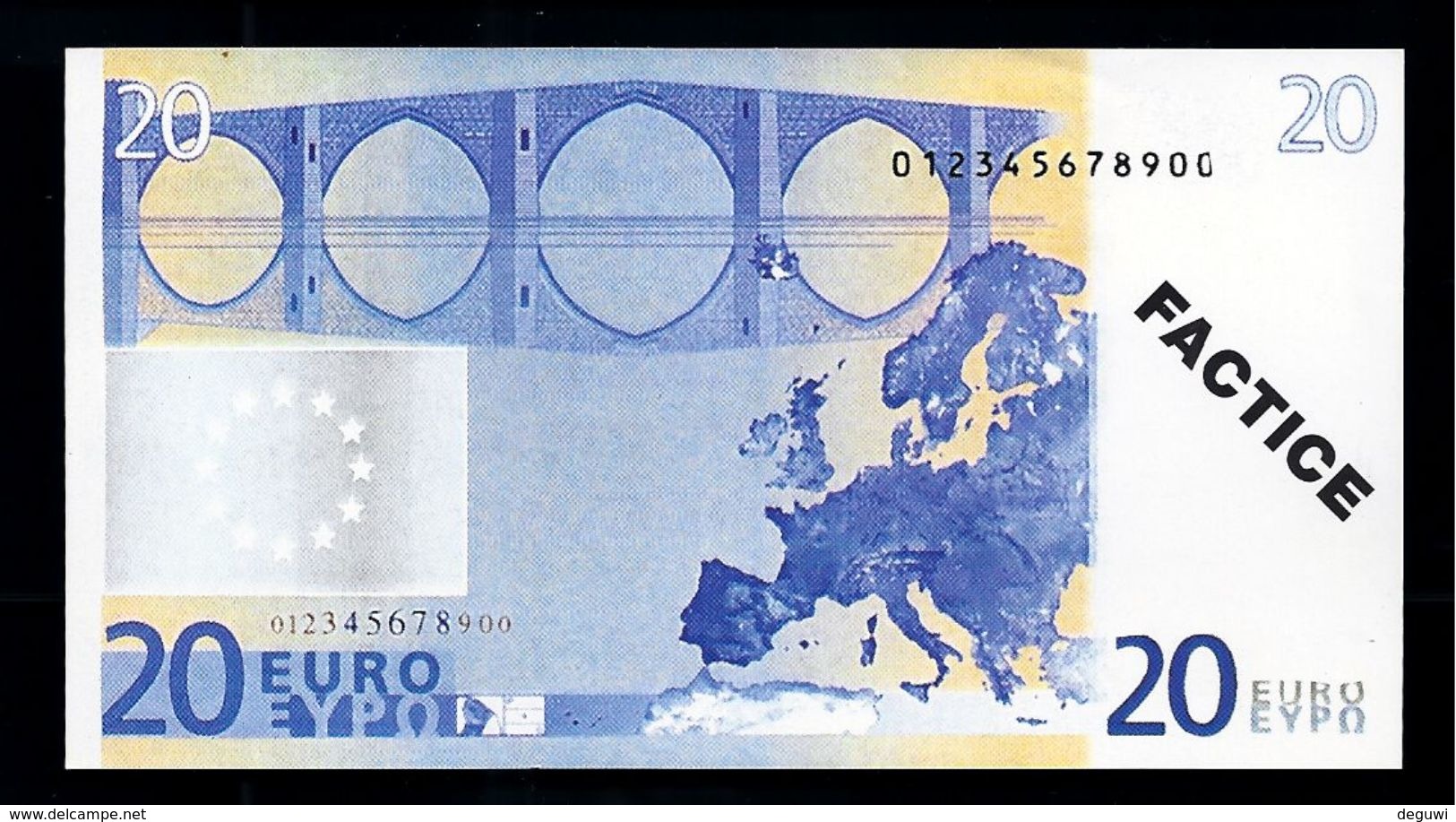 Test Note "POSTE FRANCE" 20 EURO, Typ B Ser.-no 012345678900, Factice, RRRR, UNC - Sonstige & Ohne Zuordnung