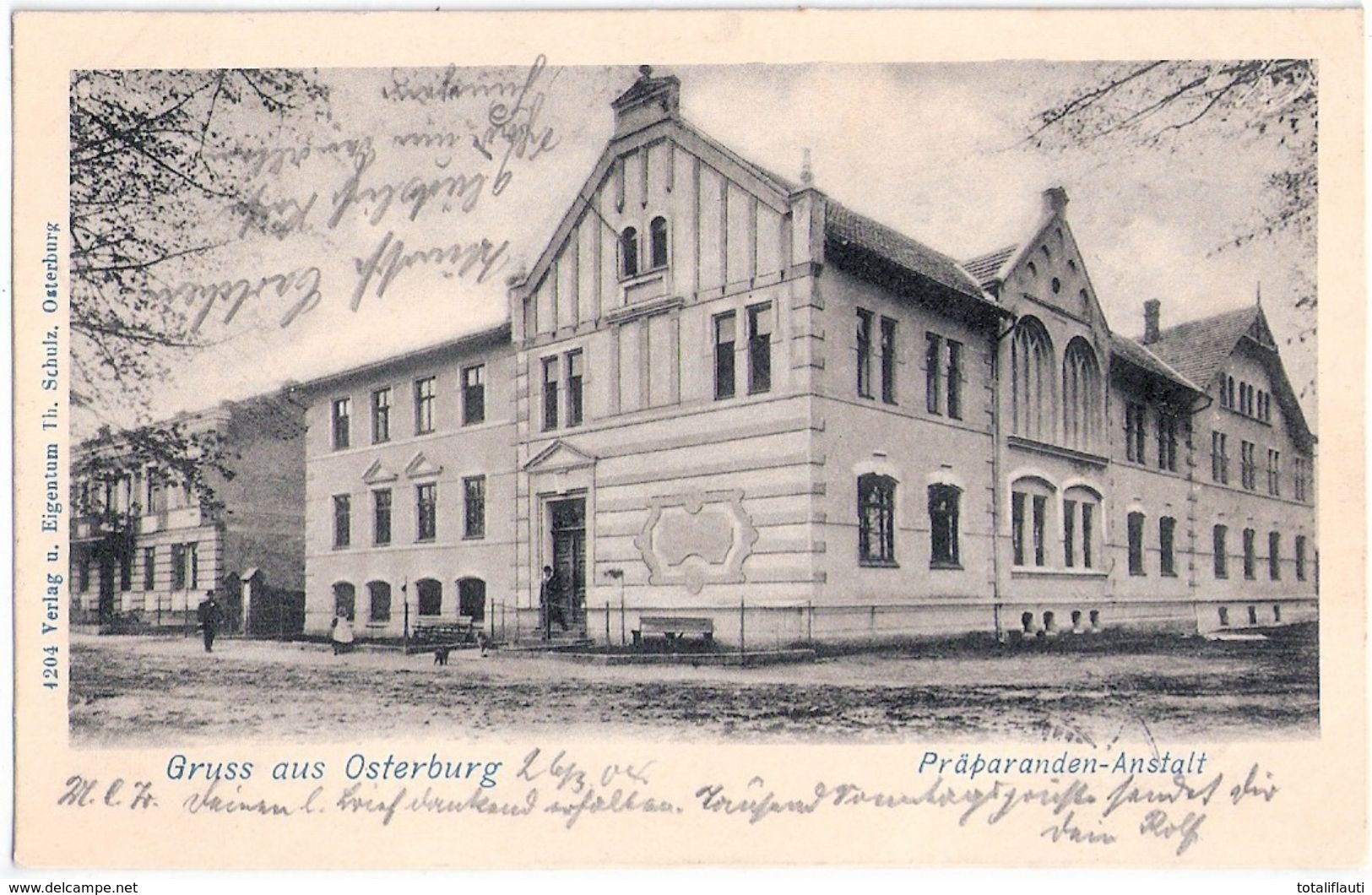 Gruss Aus OSTERBURG Anhalt Präparanden Anstalt Belebt Bahnpost ZUG 45 26.3.1904 Gelaufen - Osterburg