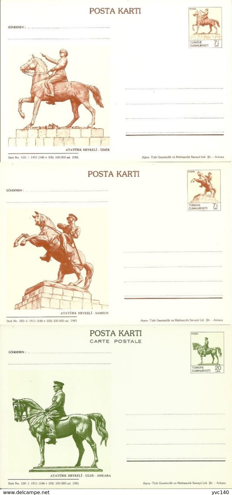 Turkey; 1981 Postal Stationery (Complete Set) - Postal Stationery