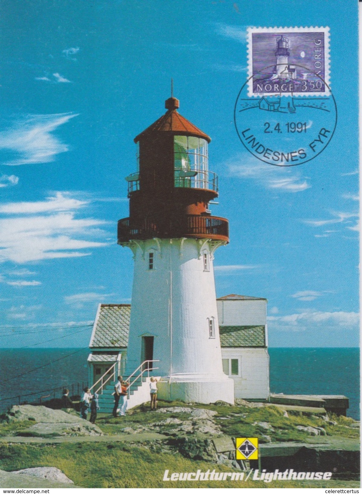 Norway-1991 Lindesnes Lighthouse (South Coast) Maximum Card And First Day Cover - Maximum Cards & Covers