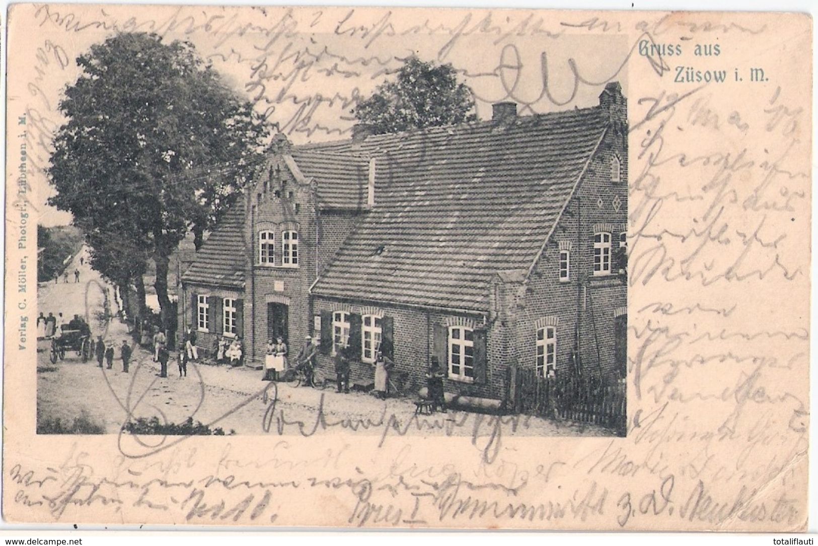Gruss Aus ZÜSOW In Mecklenburg Gasthof Nahe Neukloster Belebt 14.5.1906 Gelaufen - Neukloster