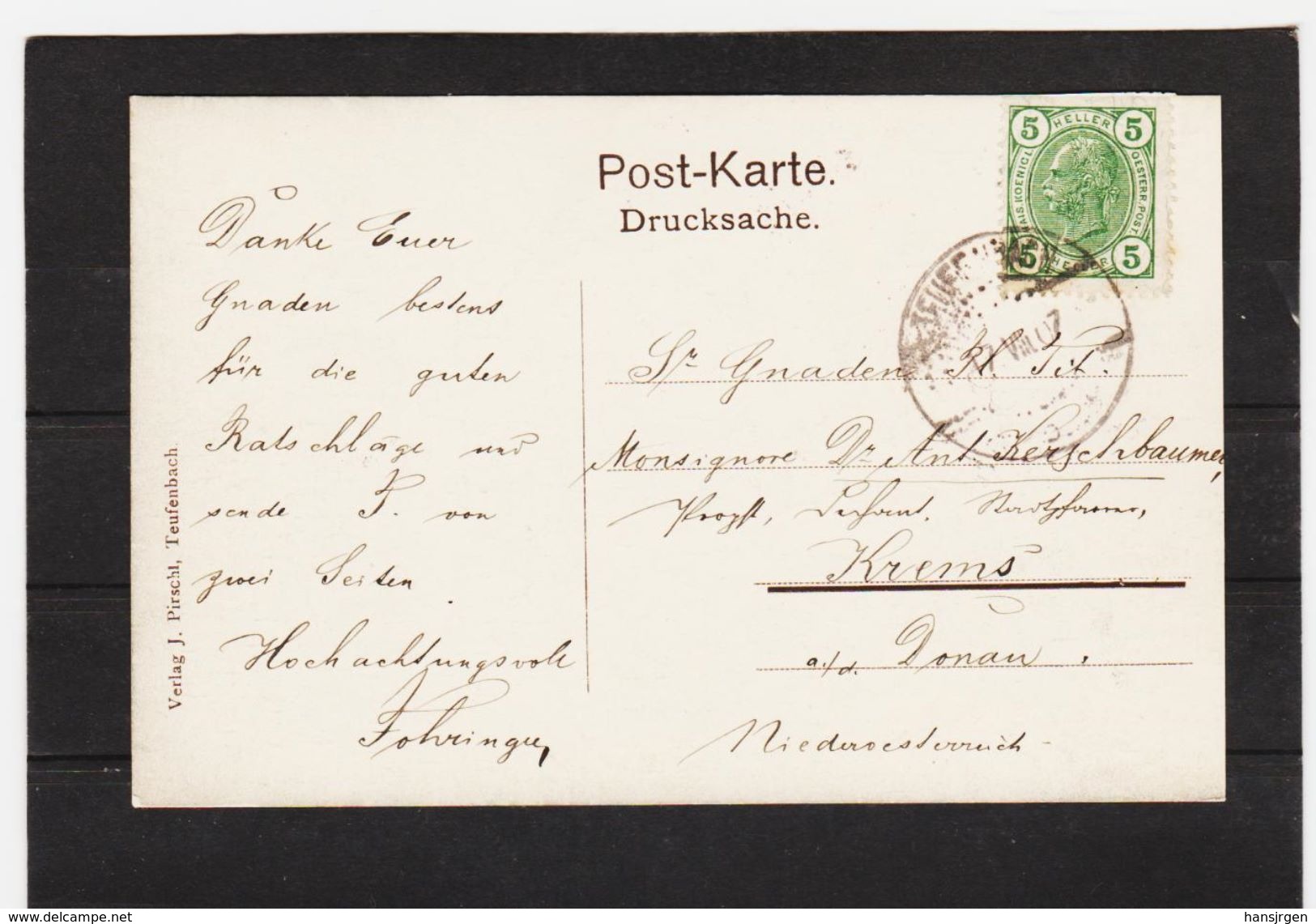 LKW144 POSTKARTE JAHR 1907 TEUFENBACH GEBRAUCHT SIEHE ABBILDUNG - Sonstige & Ohne Zuordnung