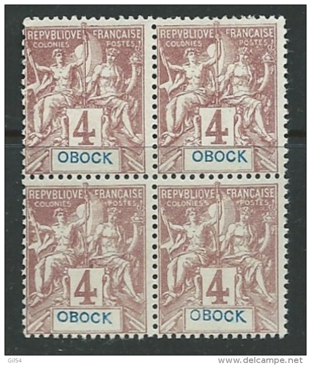 Obock     Yvert N°  34 (*) Bloc De 4   -   Bce10006 - Unused Stamps