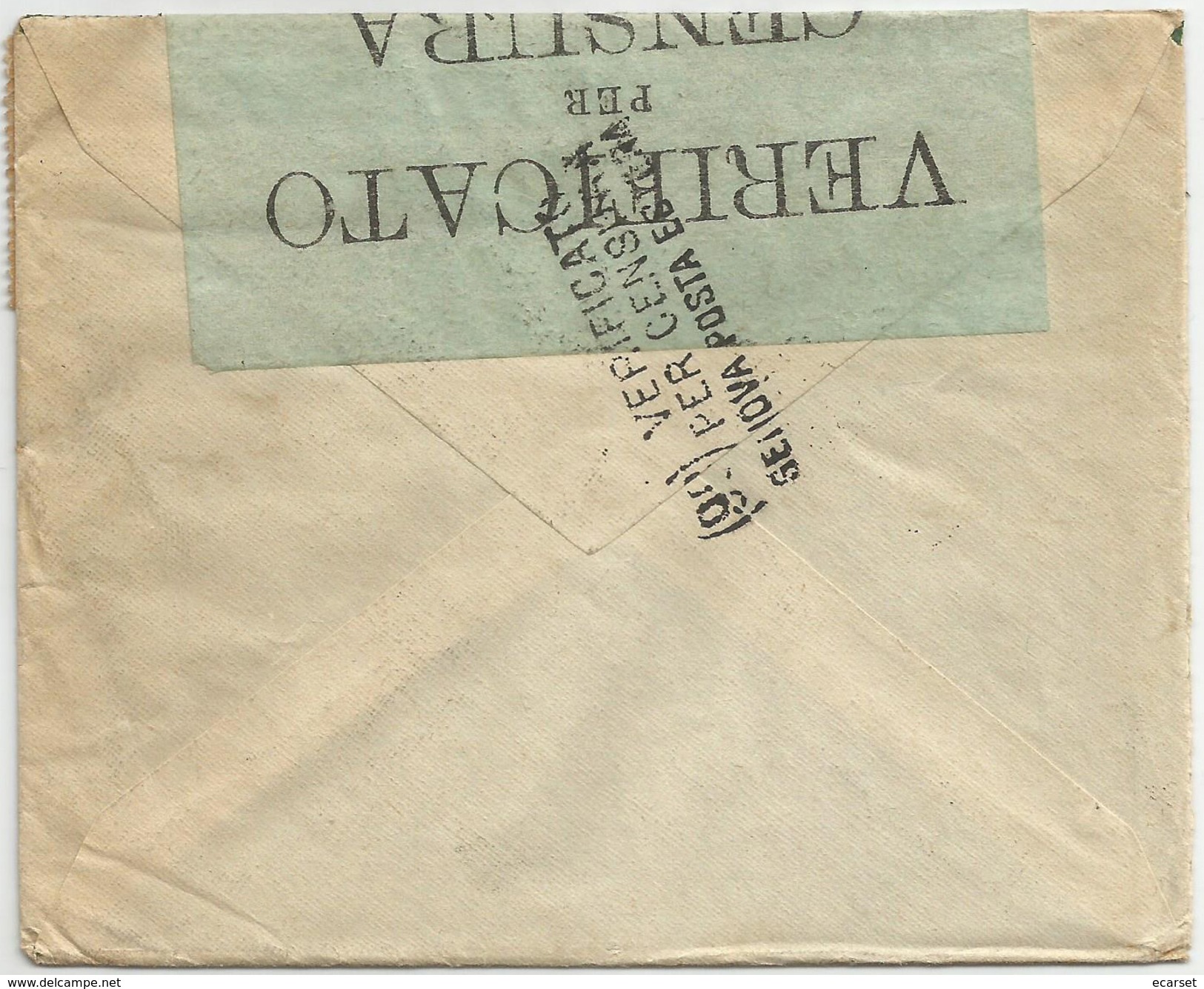 LETTERA PER ESTERO (U.S.A.) Affr. "Leoni" 5 C. + "Michetti" 20/15 C.. 25/09/1916. Timbri E Fascetta Di Censura - Marcophilie