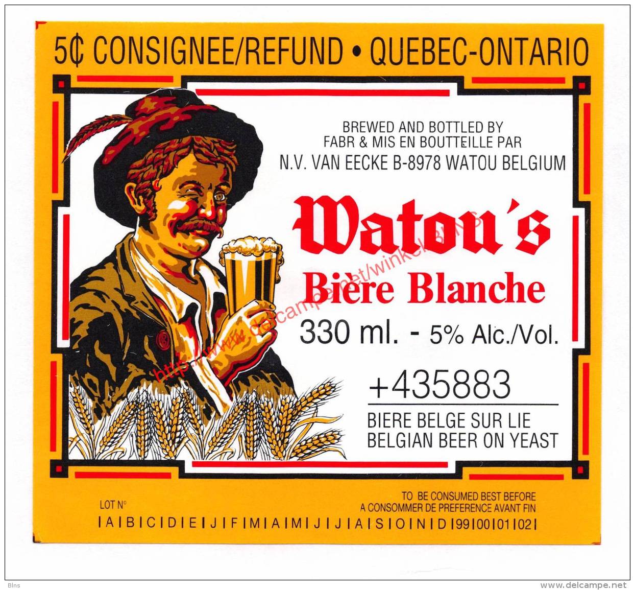 Watou's Bière Blanche - Brouwerij Van Eecke Kapittel - Canada Import - Bière