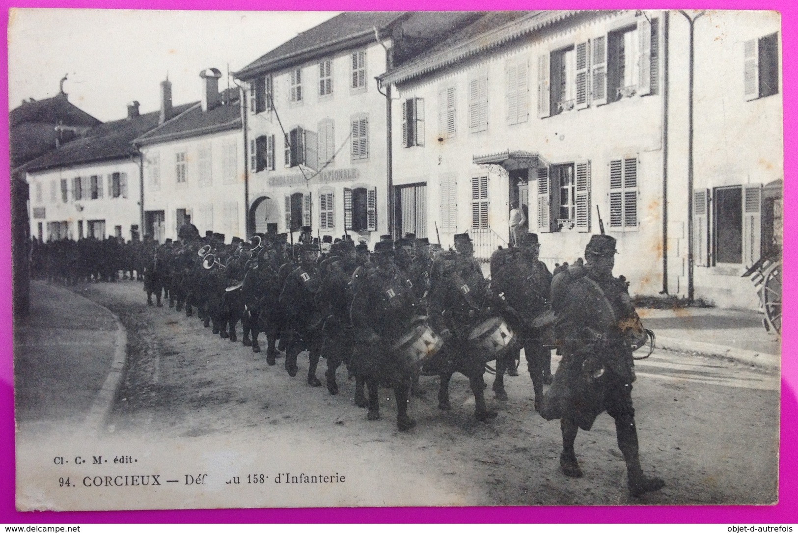 Cpa Corcieux Défilé Du 158e. D' Infanterie  Carte Postale 88 Vosges Rare Bataillon Proche Gerardmer Saint Dié St - Corcieux