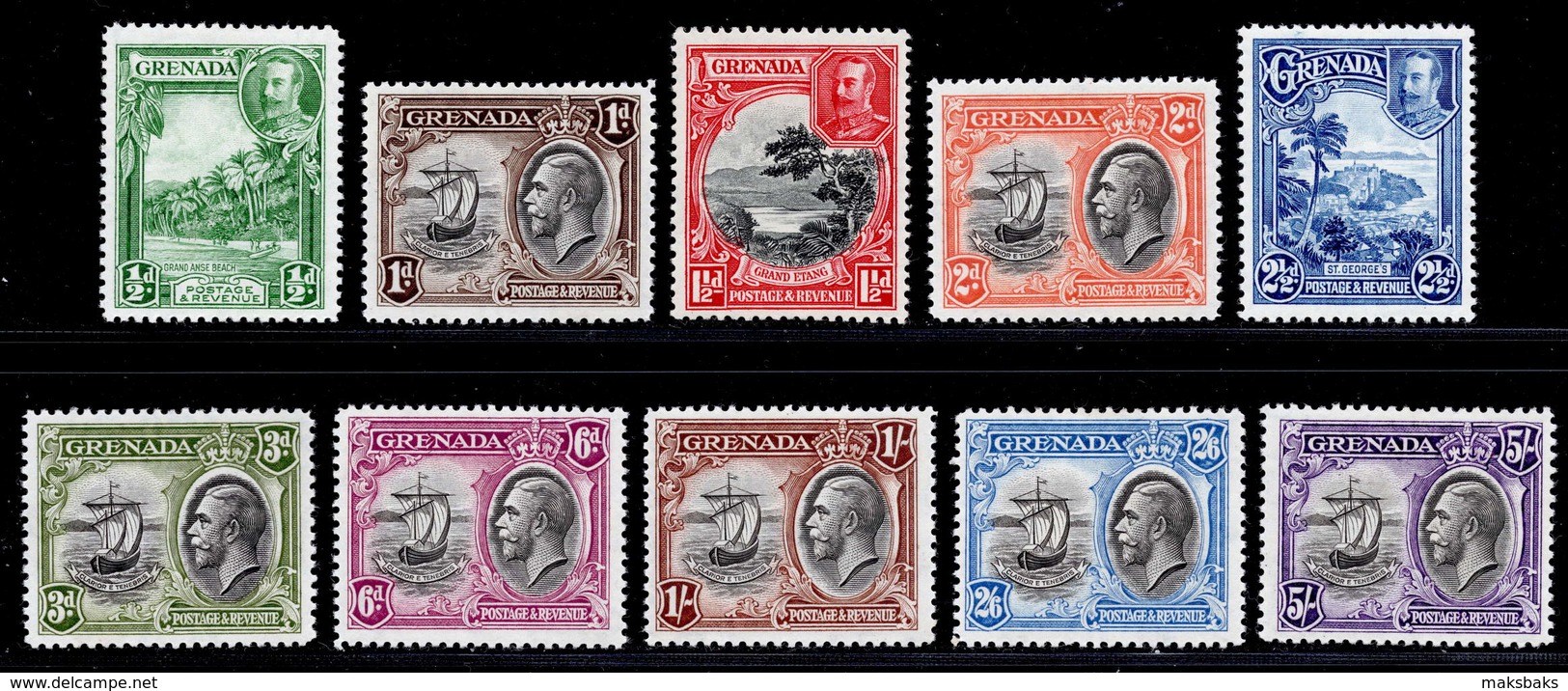 Grenada 1934-1936 MNH/MH Set SG 135/144 Cat £60 - Grenada (...-1974)