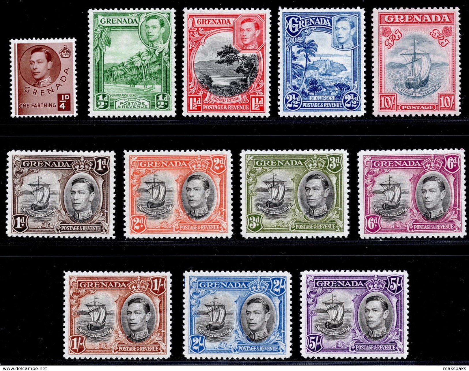 Grenada 1937-1950 MH Set SG 152/163 Cat £80 - Grenade (...-1974)