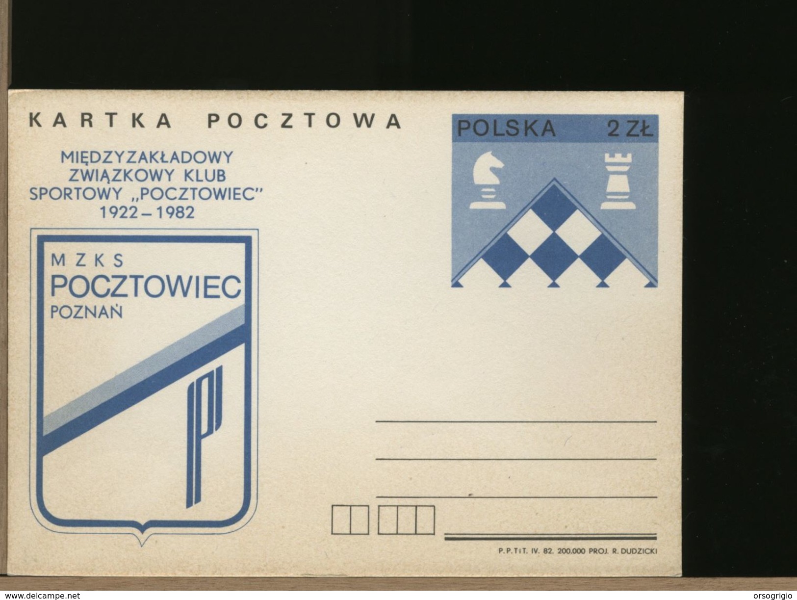 POLSKA - CP - Cartolina Intero Postale - Chess - Scacchi - Pocztowiec Poznan - Scacchi