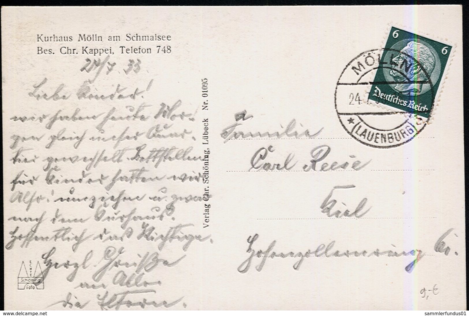 AK/CP  Mölln  Kurhaus Am Schmalsee  Gel./circ. 1933   Erhalt./Condit.  1-    Nr. 00162 - Moelln