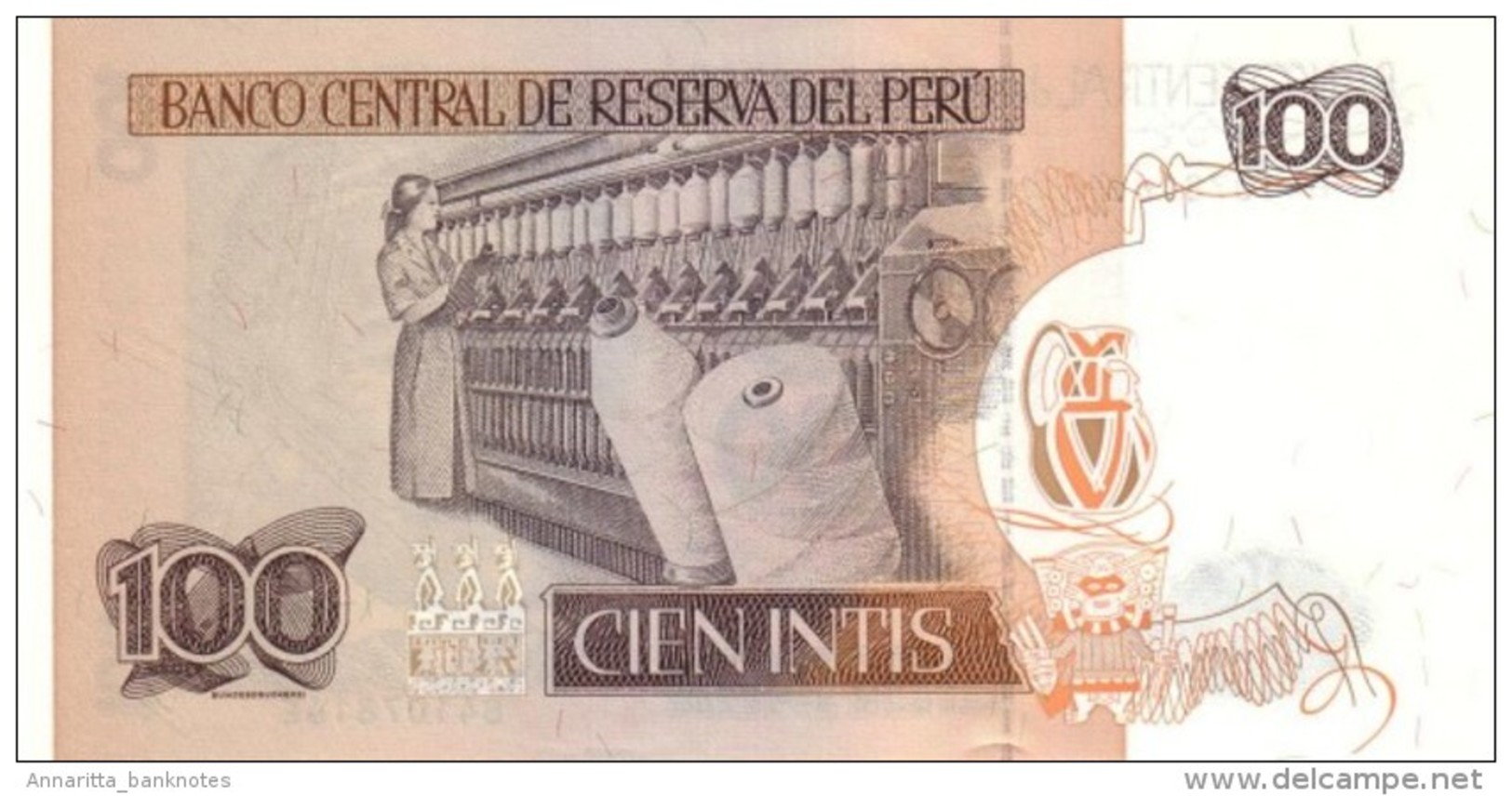 PERU 100 INTIS 1987 P-133 UNC  [ PE133 ] - Pérou