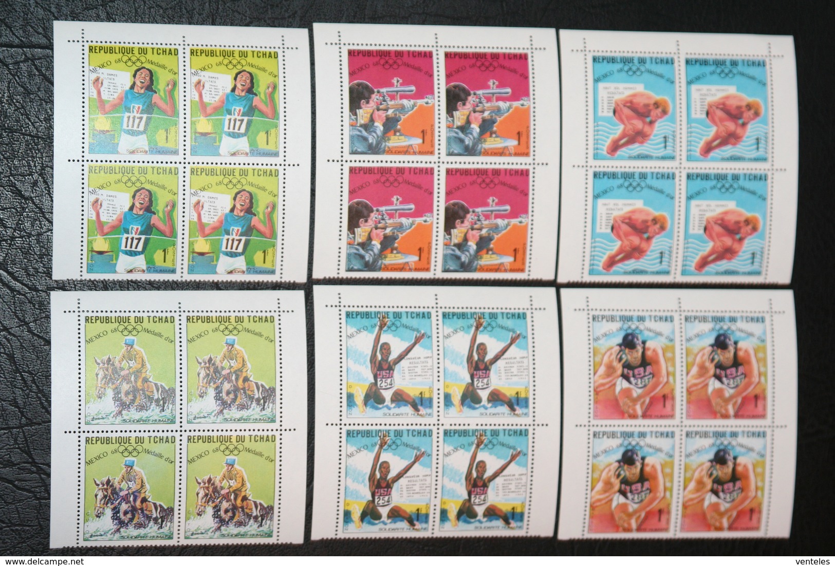 Chad 30.06.1969 Blocks Of 4 Mi # 240-63А Gold Medal Winners Of The 1968 Mexico Summer Olympics MNH OG - Summer 1968: Mexico City