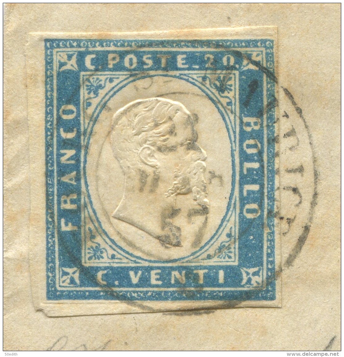 Cachet Sarde De Bourg St Maurice + Timbre Sarde à 20c / Lettre Pour Moutiers (savoie) - 1849-1876: Période Classique