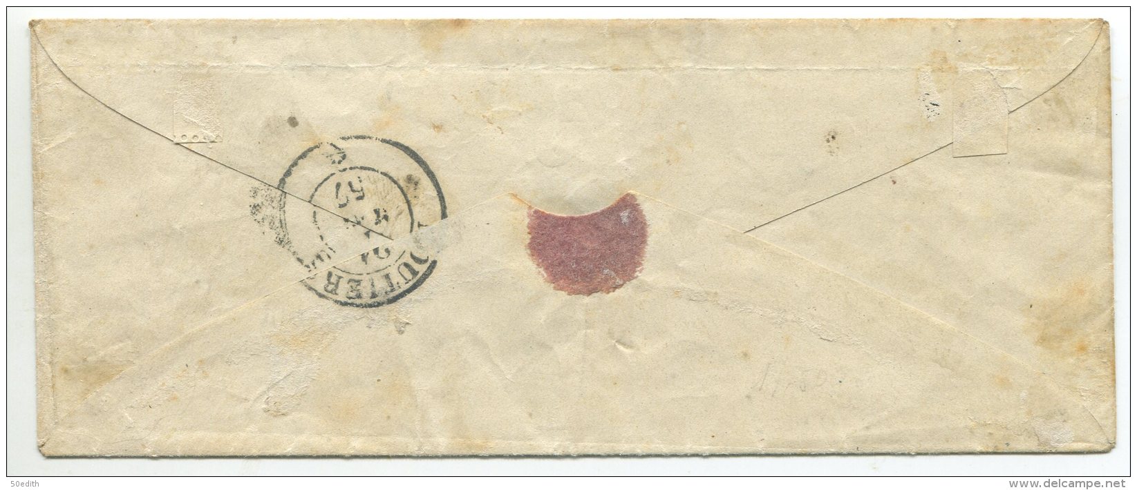 Cachet Sarde De Bourg St Maurice + Timbre Sarde à 20c / Lettre Pour Moutiers (savoie) - 1849-1876: Période Classique