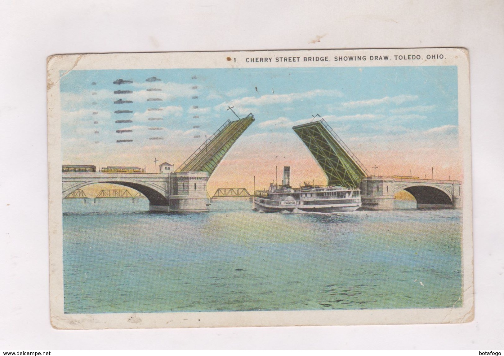 CPA CHERRY STREET BRIDGE SHOWING DRAW , TOLEDO,en 1926! - Toledo