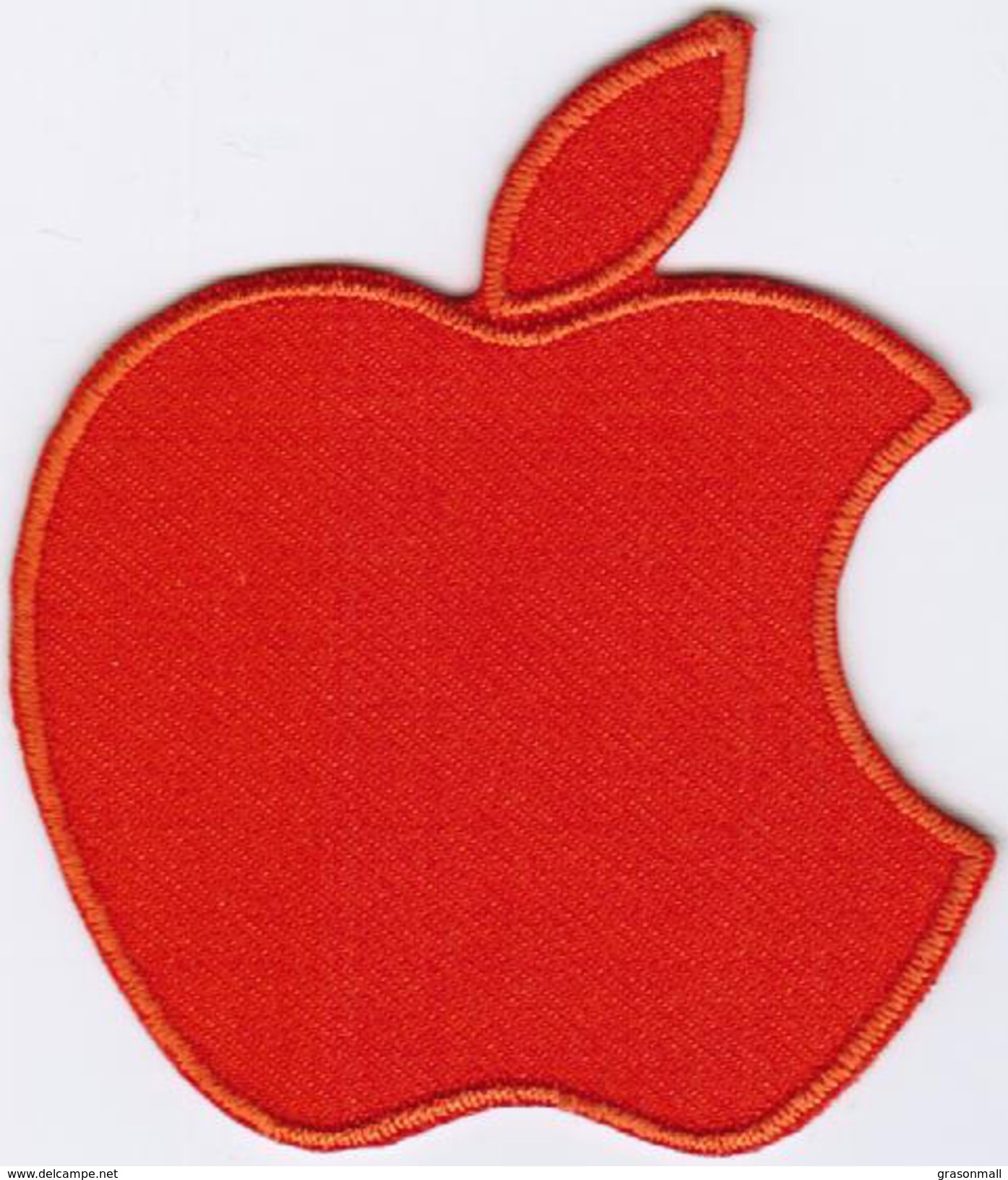 Apple Logo ORANGE Badge Iron On Embroidered Patch - Patches