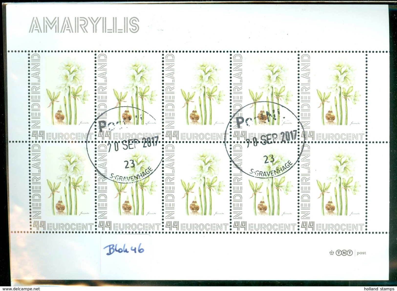 NEDERLAND * AMARYLLIS *   BLOK BLOC * BLOCK * GEBRUIKT *  POSTFRIS GESTEMPELD * (46) - Timbres Personnalisés