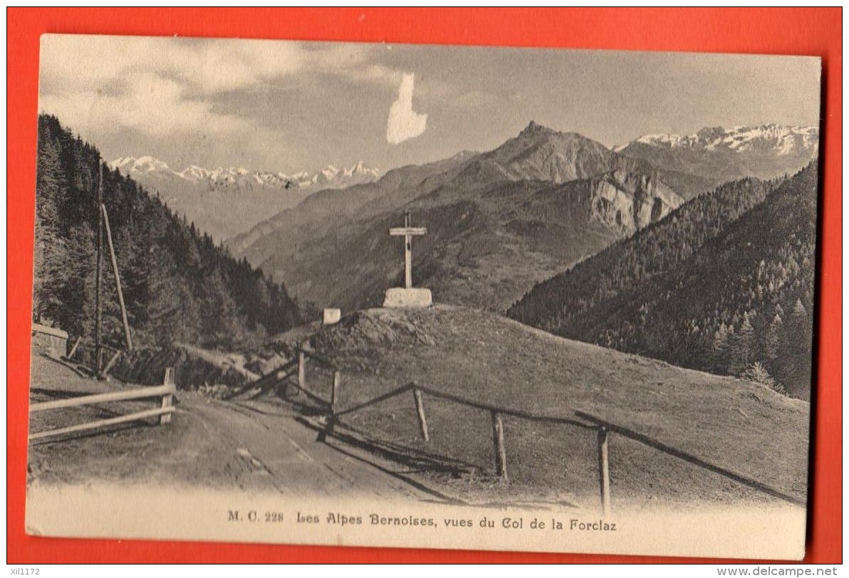 MIK-03 Alpes Bernoises Vues Du Col De La Forclaz Sur Martigny. Cachet Chatelard-Frontièrres 1911. Marque Blanche - Martigny