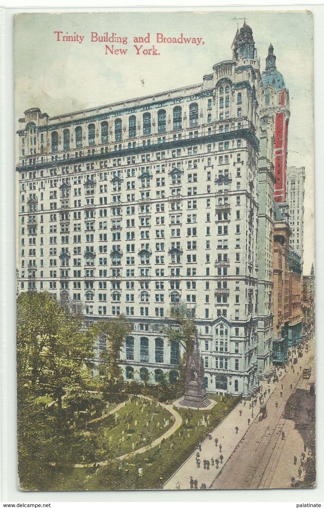 New York Trinity Building & Broadway 1914 "U.S. French Sea P.O." Nach Frankreich - Manhattan