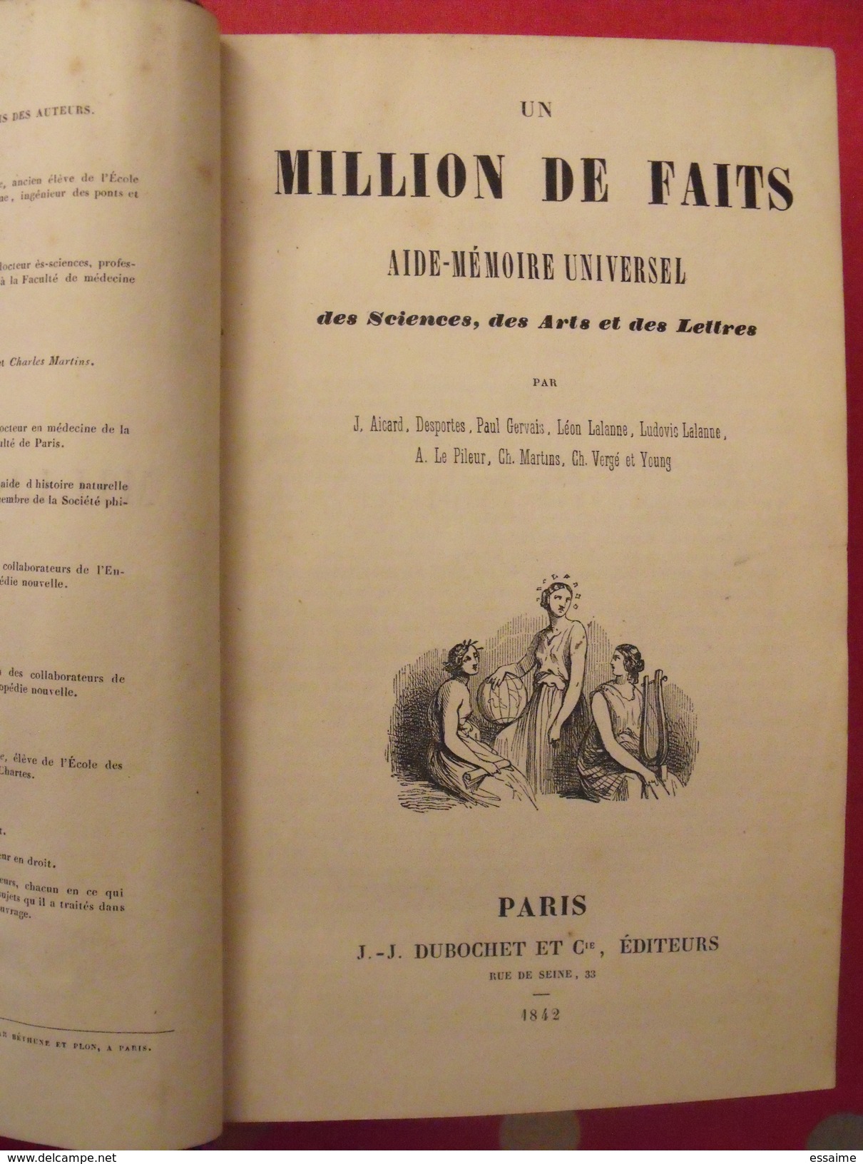 Un Million De Faits. Sciences Arts Et Lettres. Dubochet 1842. Collectif. Nombreuses Gravures - 1801-1900