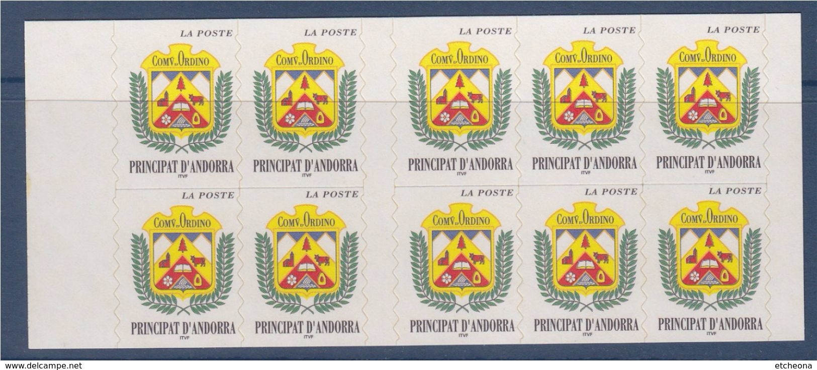 = Andorre Carnet Série Courante X10 N°8 Timbre 502 De 1998 Comù D'Ordino Autocollant Neuf - Postzegelboekjes