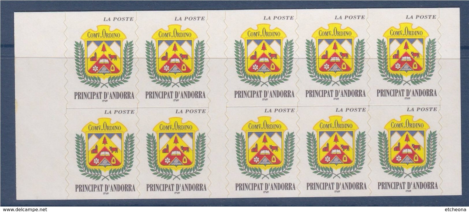 = Andorre Carnet Série Courante X10 N°8 Timbre 502 De 1998 Comù D'Ordino Autocollant Neuf - Markenheftchen