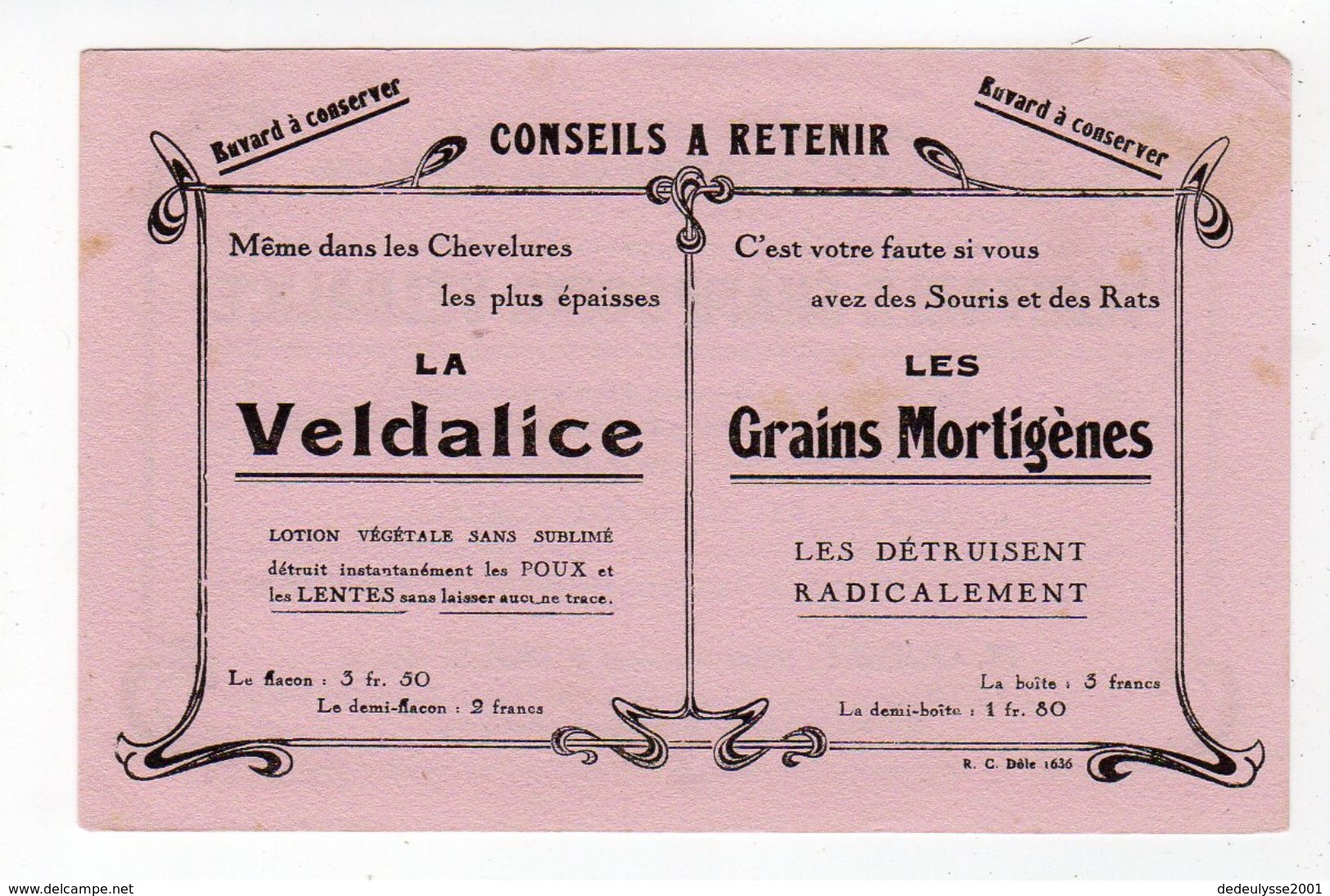 Oct17   79976   Buvard      Shampooing Veldalice  M Oudet  Pharmacien à Dole   Jura - Parfums & Beauté