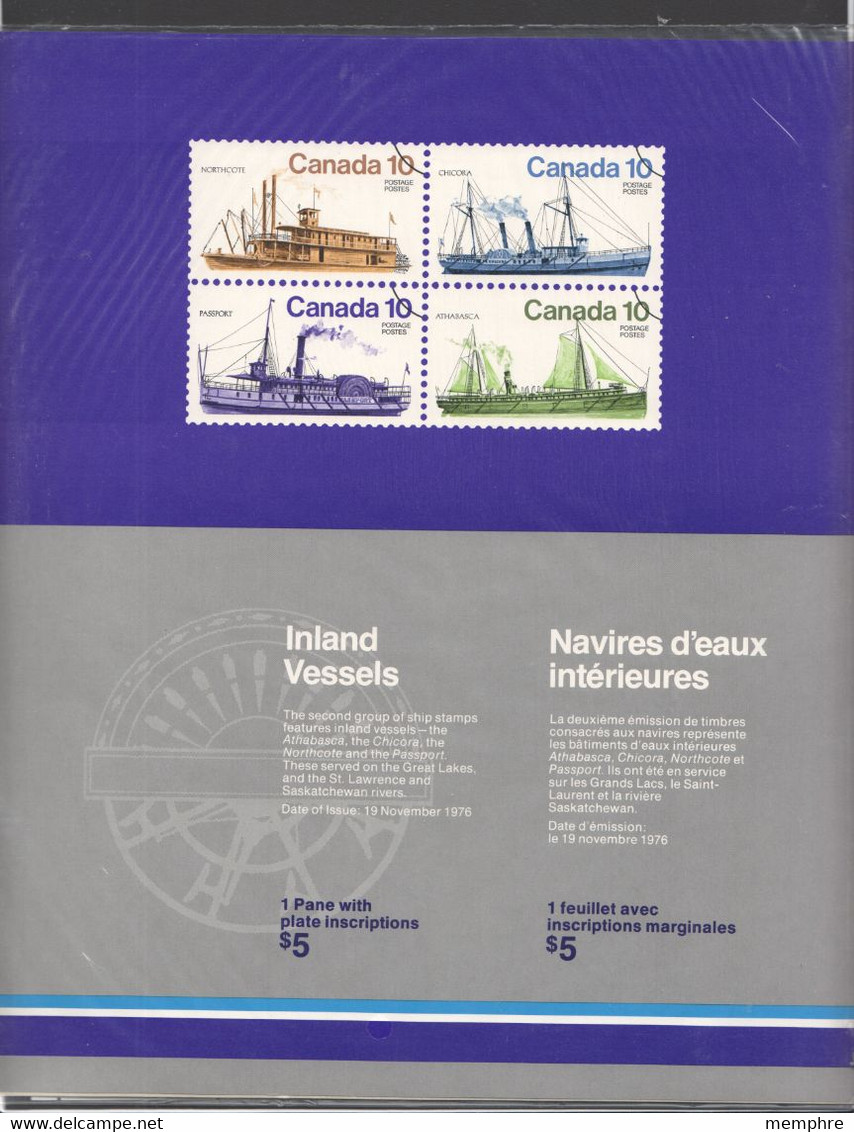 1976   Inland Vessels  Sc 700-3  Se-tenant   MNH Complete Sheet Of 50 In Original Unopened Canada Post Packaging - Full Sheets & Multiples