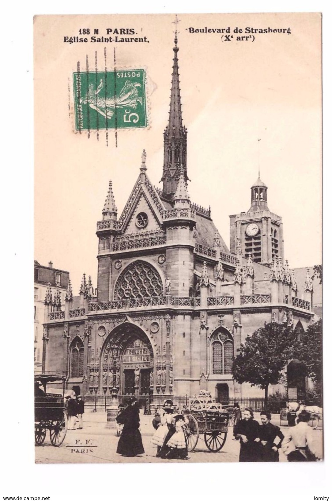 75 Paris X Eglise Saint Laurent Boulevard De Strasbourg Cpa Animée - Distretto: 10