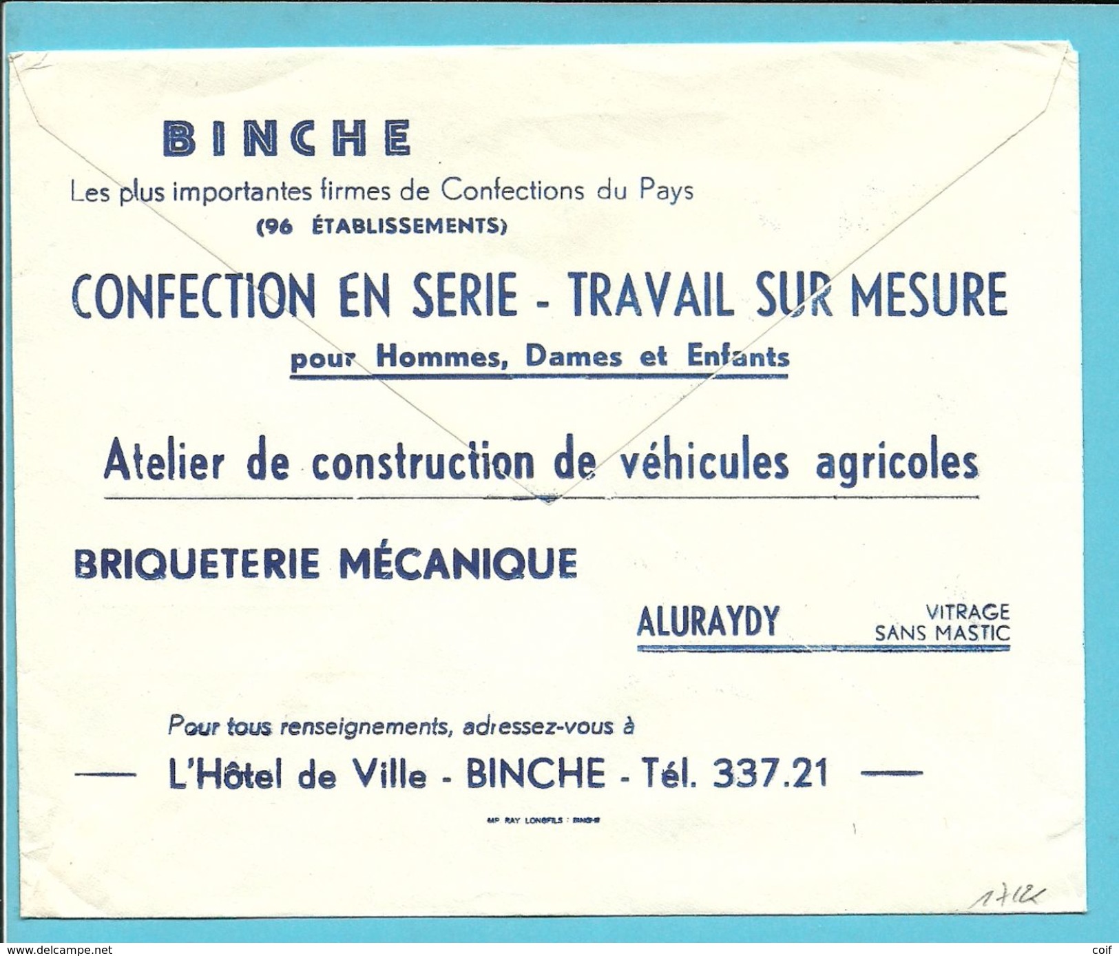 Roodfrankeering B2325 Op Brief VILLE DE BINCHE , Geillustreerd CANAVAL DE BINCHE - 1960-1979