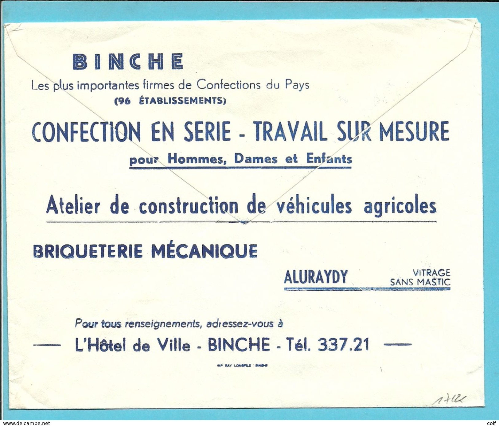 Roodfrankeering B2325 Op Brief VILLE DE BINCHE , Geillustreerd CANAVAL DE BINCHE - 1960-79