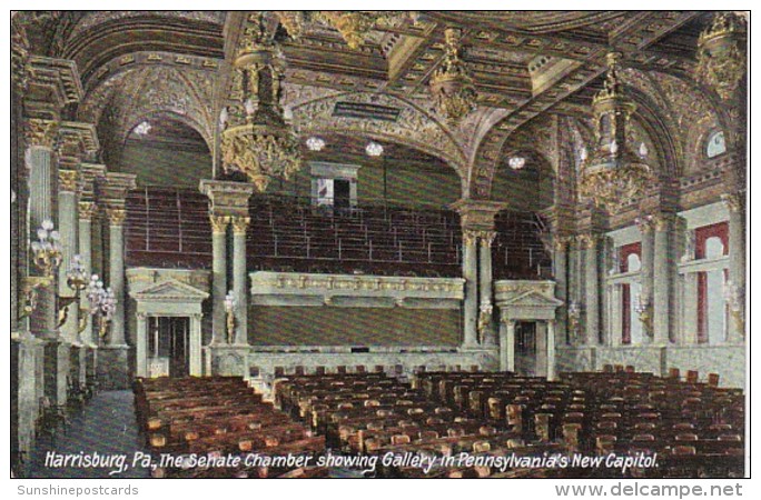 Pennsylvania Harrisburg The Senate Chamber Showing Gallery In The New Capitol Building - Harrisburg