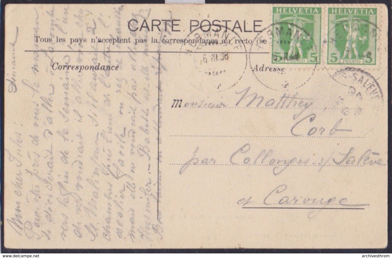 Genève Canton - Hermance : Rue Du Nord Vers 1908, Gens Et Bête, Café De La Croix Fédérale (14'610) - Hermance