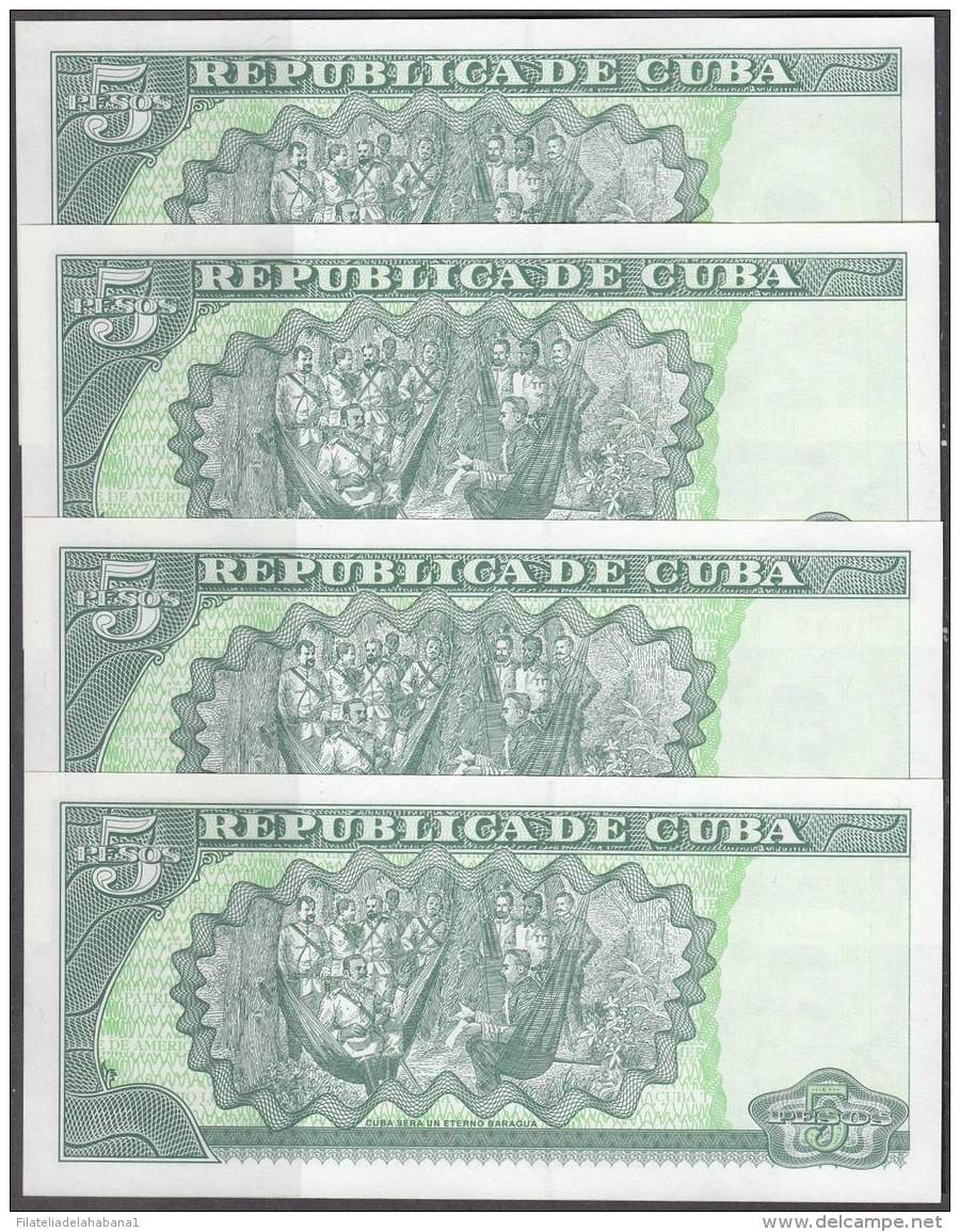 2016-BK-26 CUBA 5$ 2016 ANTONIO MACEO UNC 4 CONSECUTIVE. - Cuba
