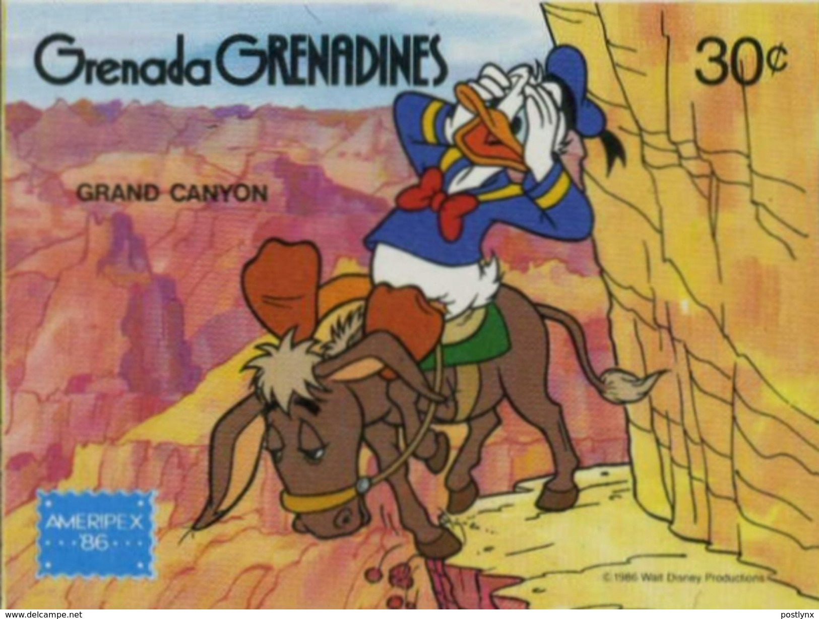 GRENADA GRENADINES 1986 Ameripex Disney Donkey 30c IMPERF. [non Dentelé Geschnitten No Dentado Non Dentellato - Anes