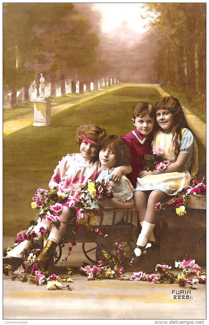 [DC10986] CPA - BAMBINI CON FIORI - Non Viaggiata 1920 - Old Postcard - Altri & Non Classificati