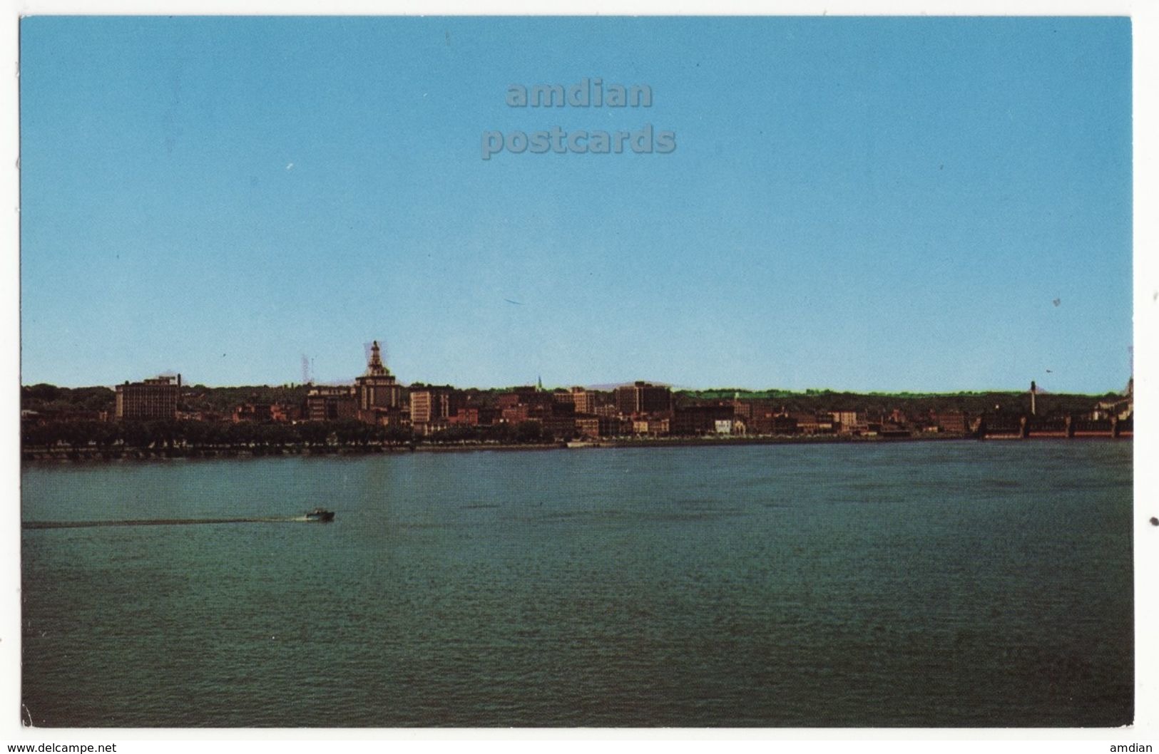 Davenport IA, City Skyline From Centennial Bridge Rock Island IL C1960s Vintage Iowa Postcard M8652 - Davenport