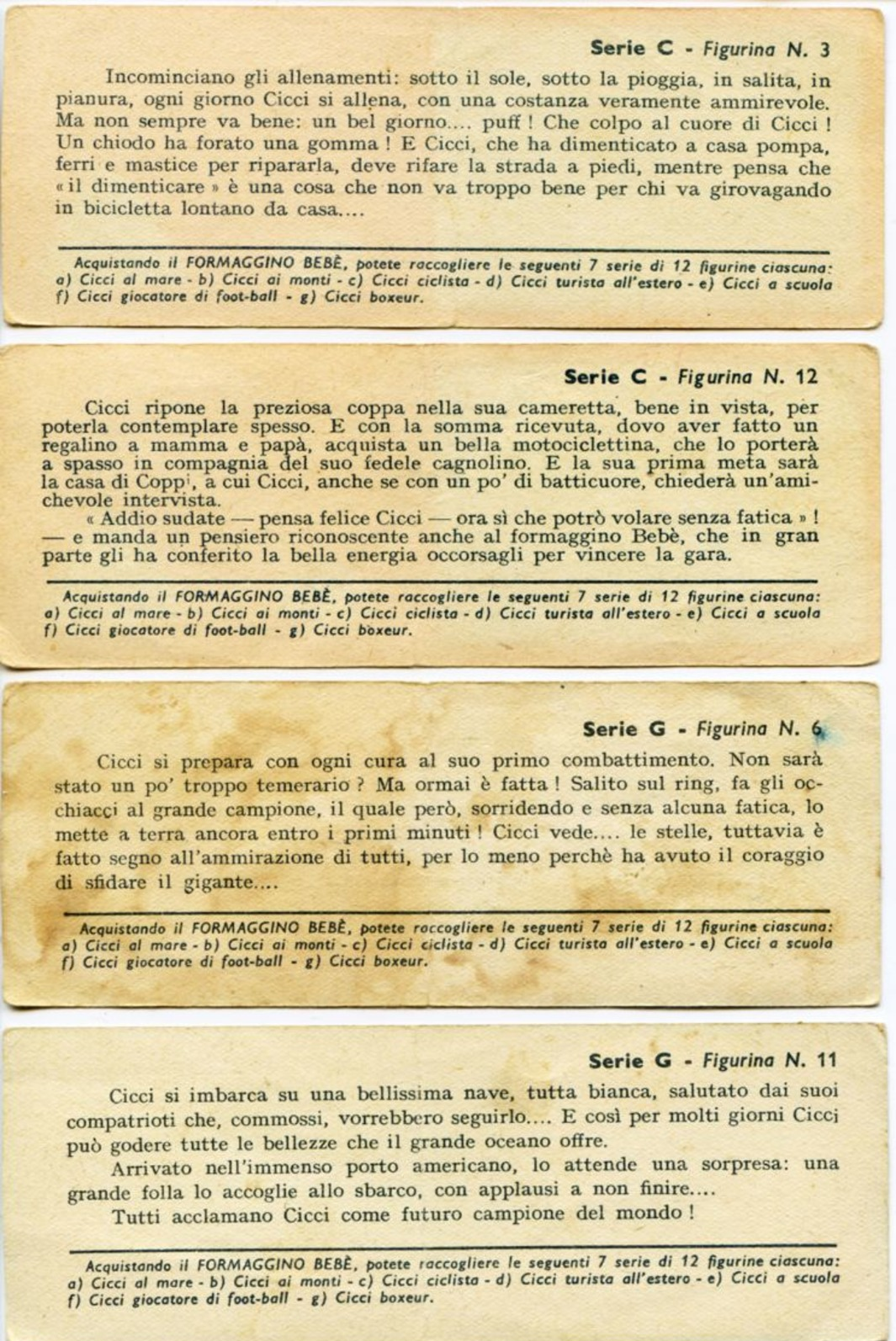 C035> 4 Figurine / Segnalibro Della GALBANI Formaggino Bebè. Anni '50 - Altri & Non Classificati